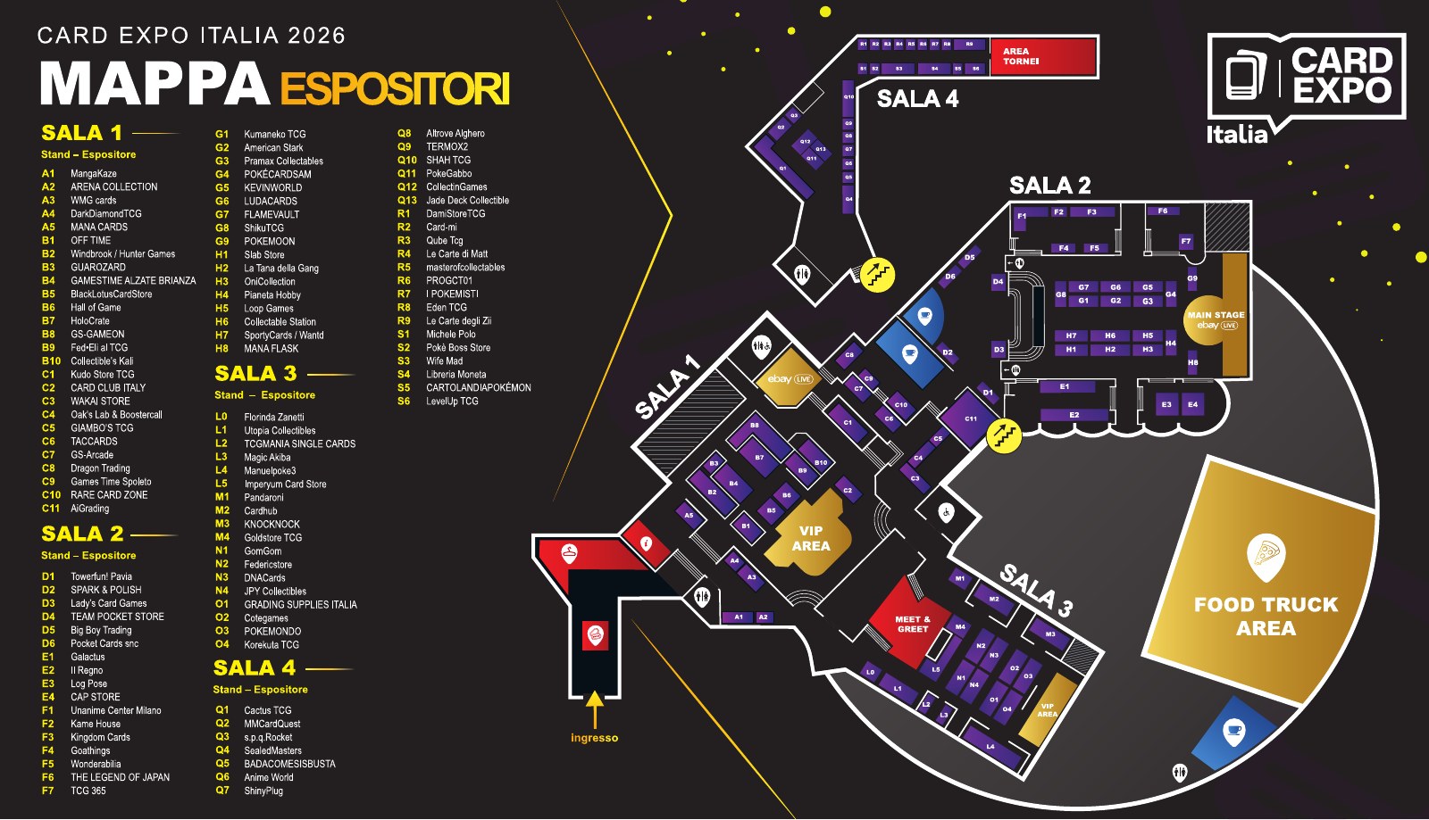Mappa espositori di Card Expo Italia al Number One